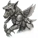 Special forces soldier with Anubis inspired armor tattoo design idea