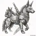 Special forces soldier with Anubis inspired armor tattoo design idea