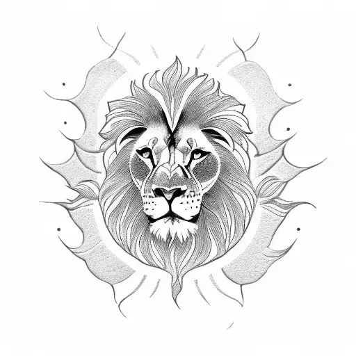 Lion and sun tattoo design idea