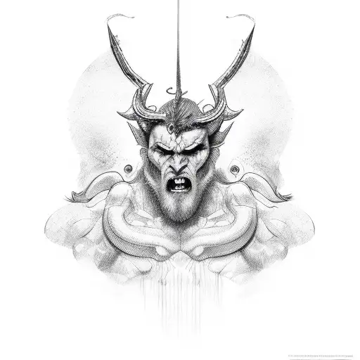 god into a devil tattoo design idea