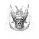 god into a devil tattoo design idea