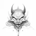 god into a devil tattoo design idea