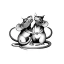 Two rat become a team, they turn into a snake and bite tattoo design idea