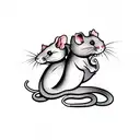 Two rat become a team, they turn into a snake and bite tattoo design idea