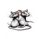 Two rat become a team, they turn into a snake and bite tattoo design idea