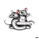 Two rat become a team, they turn into a snake and bite tattoo design idea