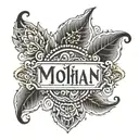 mohan name written in hindi in the middle of the chest tattoo design idea