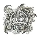 mohan name written in hindi in the middle of the chest tattoo design idea