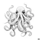 An anime-inspired octopus gracefully wrapping its tentacles around a vibrant camellia flower tattoo design idea