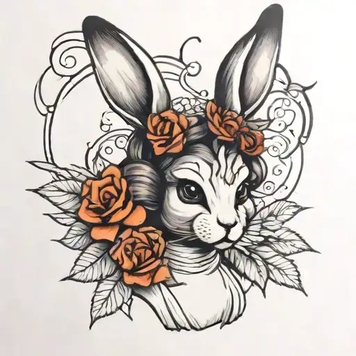princess leia rabbit tattoo design idea