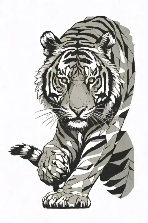PINE,1974,1975,1998,2005, TIGER PAINTING STYLE tattoo design idea