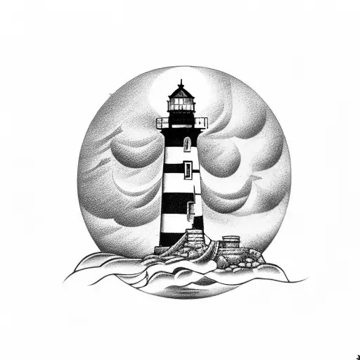 Lighthouse with a anchor and a pearl tattoo design idea