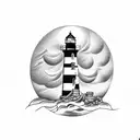 Lighthouse with a anchor and a pearl tattoo design idea