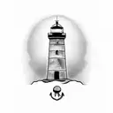 Lighthouse with a anchor and a pearl tattoo design idea