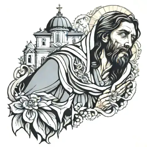 Jesus crying over church  tattoo design idea