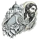 Jesus crying over church  tattoo design idea