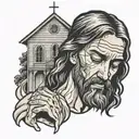 Jesus crying over church  tattoo design idea