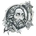 Jesus crying over church  tattoo design idea