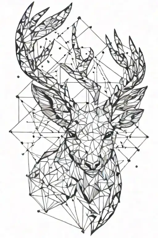 The constellation Orion and deer head tattoo design idea