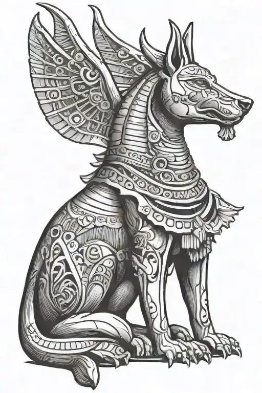 anubis egiptian god holding tattoo design idea