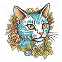 cat colored small size tattoo design idea