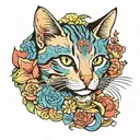 cat colored small size tattoo design idea