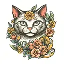 cat colored small size tattoo design idea