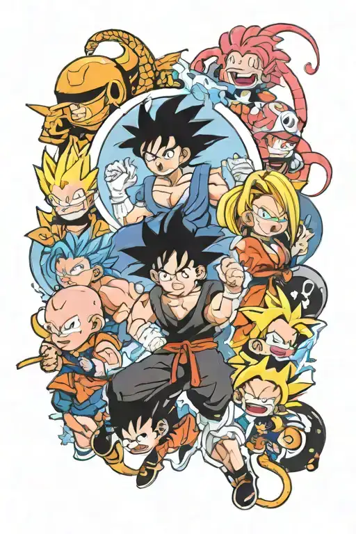 Dragon Ball , One Piece, Naruto, Bleach anime tattoo design idea
