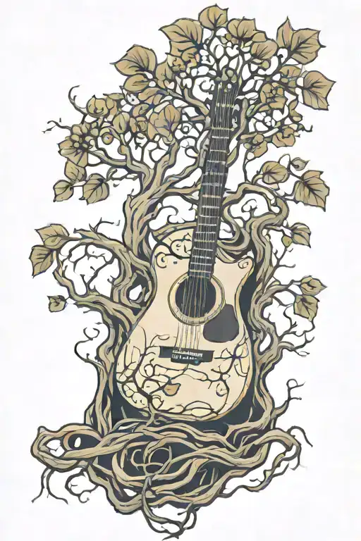 guitar tree roots tattoo design idea