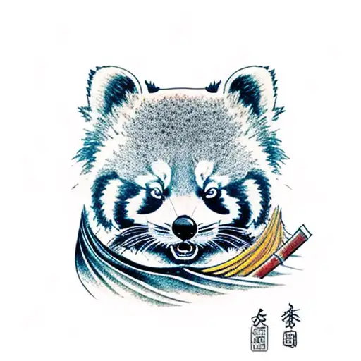 red panda samurai  tattoo design idea