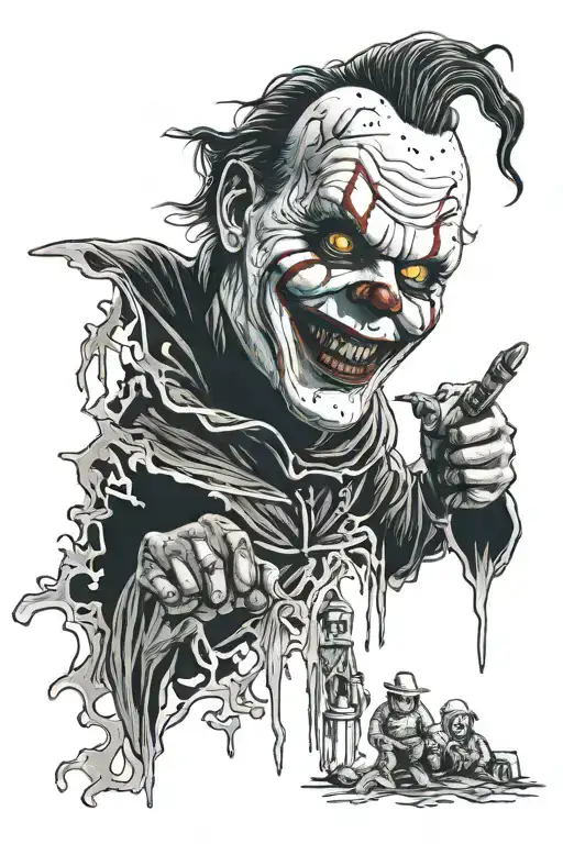 Valak Freddy Kruger Jason Ghostface Pennywise Michael Myers Jigsaw Chucky Hannibal Jeepers Creepers Terrifier Annabelle  tattoo design idea