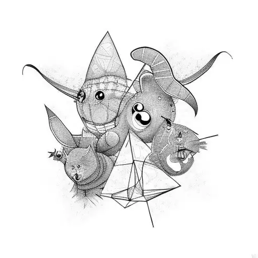 trio freind boy tattoo design idea