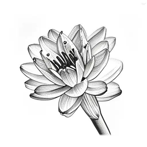 water lilly gladiolus cosmos narcissus flowers connected by grapevine tattoo design idea
