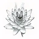 water lilly flower, gladiolus flower, cosmos flower, narcissus flower connected by grapevine tattoo design idea