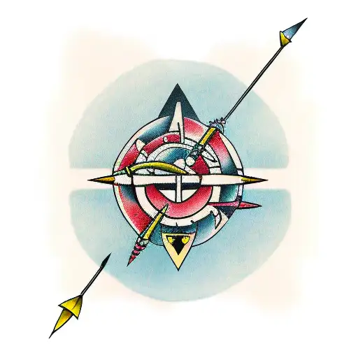 tribal arrow under ellipses tattoo design idea