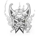 low key patch tatto around forearm with anime refrences from Vagabond andfullmetall alchemist brotherhood, little bit of tattoo design idea