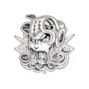 low key patch tatto around forearm with anime refrences from Vagabond andfullmetall alchemist brotherhood, little bit of tattoo design idea