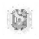 A minimalist circuit board design with intricate Japanese calligraphy spelling out 'hacker' tattoo design idea