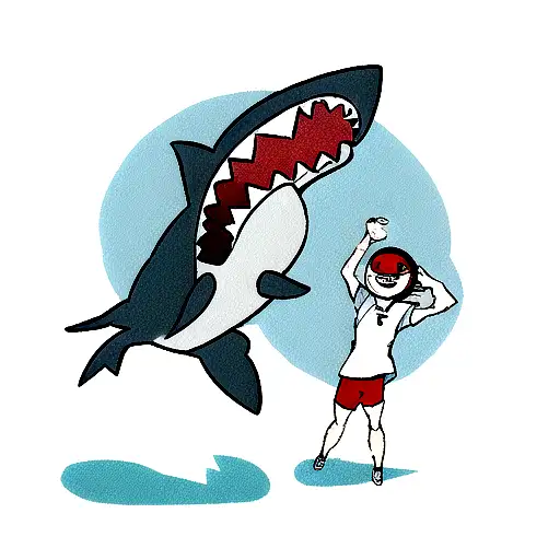 shark with a volleyball ball tattoo design idea