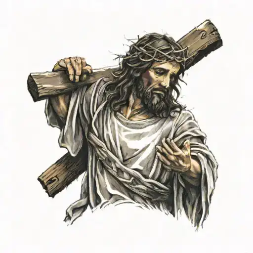 jesus carrying the cross tattoo design idea