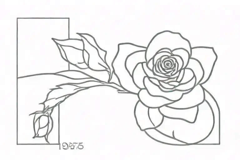 rose with the year 1977-2023 tattoo design idea