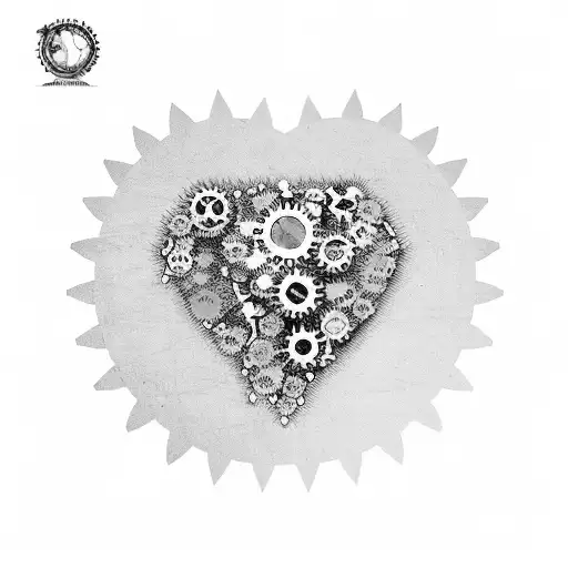 A broken heart with gears and circuitry, symbolizing the anticipation of finding a lifelong partner tattoo design idea