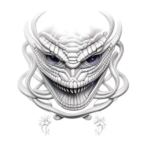 cobra com duas cabecas em direcao ao terceiro olho tattoo design idea