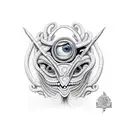 cobra com duas cabecas em direcao ao terceiro olho tattoo design idea