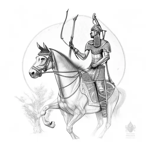 Diocletian on horseback in front of ancient Egypt  tattoo design idea