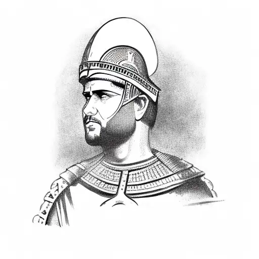 Roman centurion on horseback in front of ancient Egypt  tattoo design idea