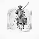 Diocletian on horseback in front of ancient Egypt  tattoo design idea