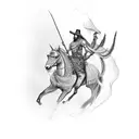 Diocletian on horseback in front of ancient Egypt  tattoo design idea