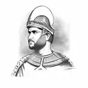 Roman centurion on horseback in front of ancient Egypt  tattoo design idea