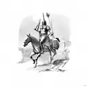 Roman centurion on horseback in front of ancient Egypt  tattoo design idea